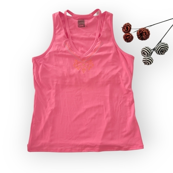 Lucky In Love Pleated Ruffle Skirt Matching Tank Top Barbie Pink Embroidered. - Picture 15 of 16